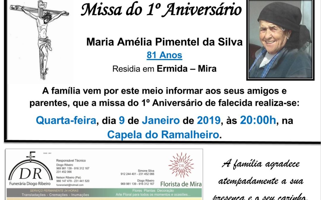 Missa do 1º Aniversário Maria Amélia P. Silva