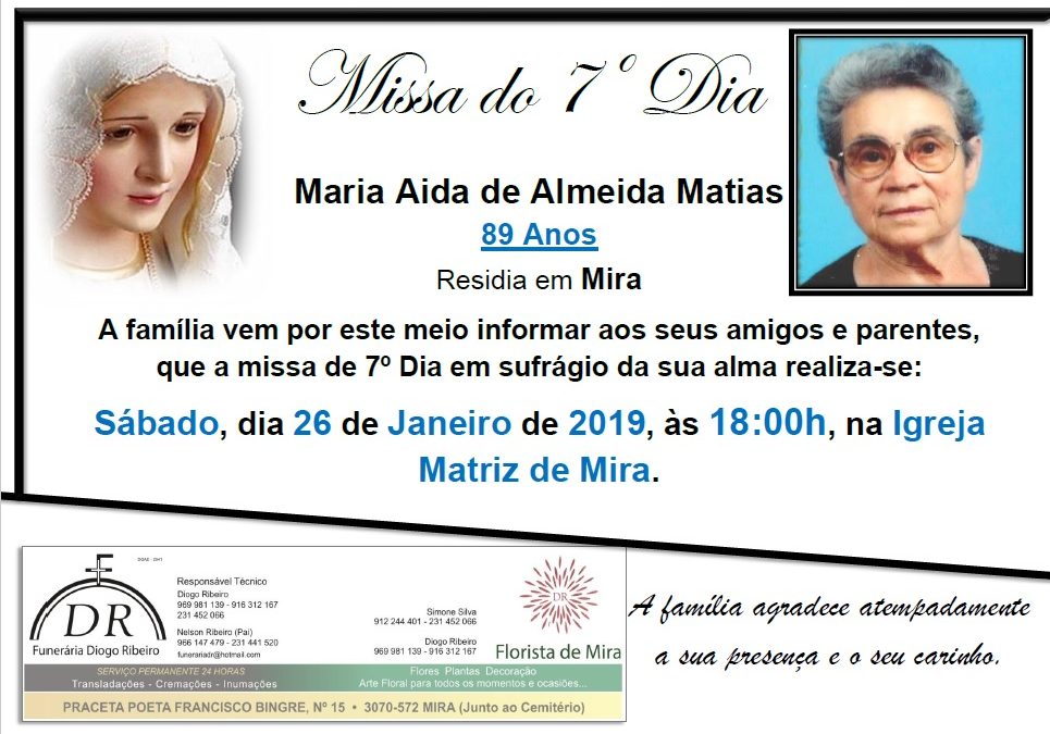 Missa 7º Dia Maria Aida de Almeida Matias