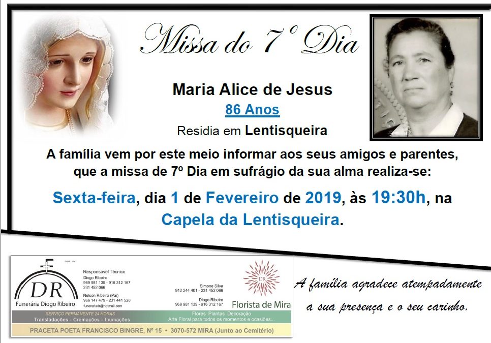 Missa 7º Dia Maria Alice de Jesus