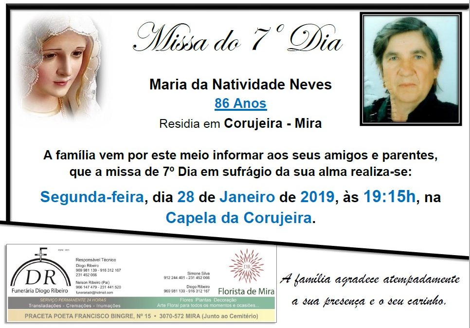 Missa 7º Dia Maria da Natividade Neves