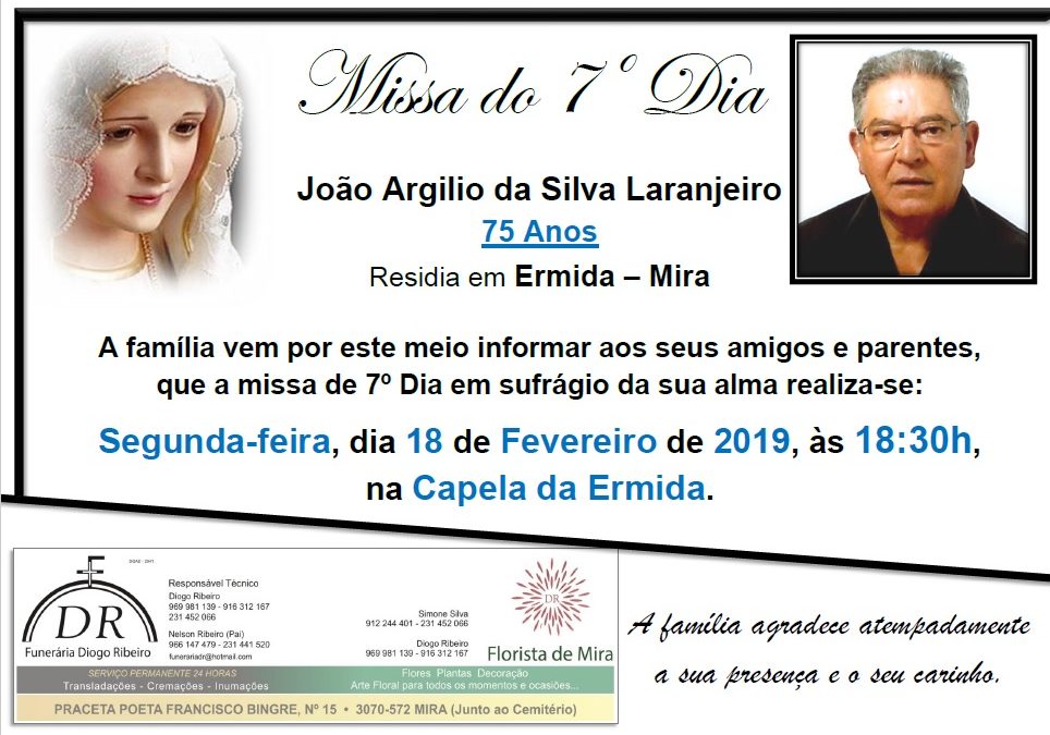 Missa 7º Dia João Argilio da Silva Laranjeiro