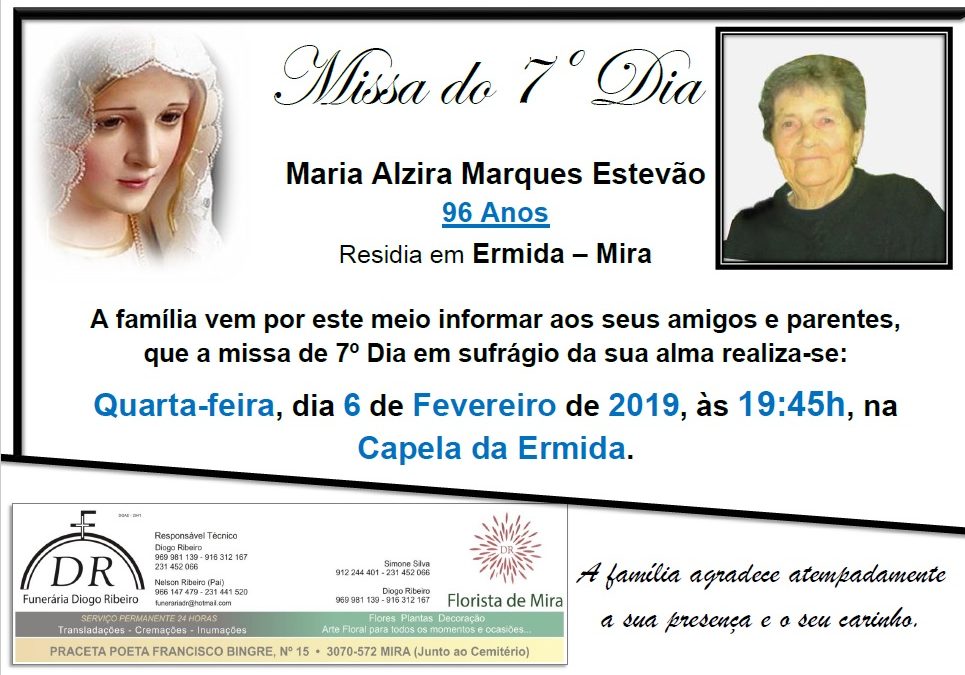 Missa 7º Dia Maria Alzira Marques Estevão