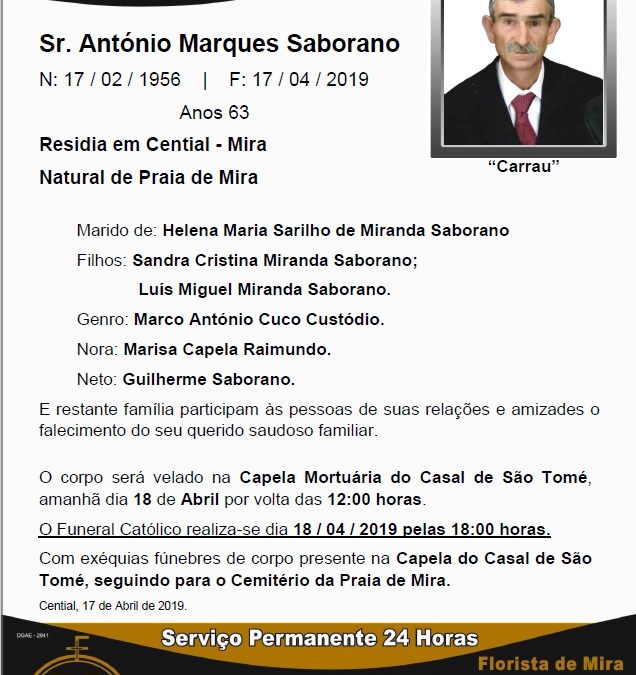 Sr. António Marques Saborano