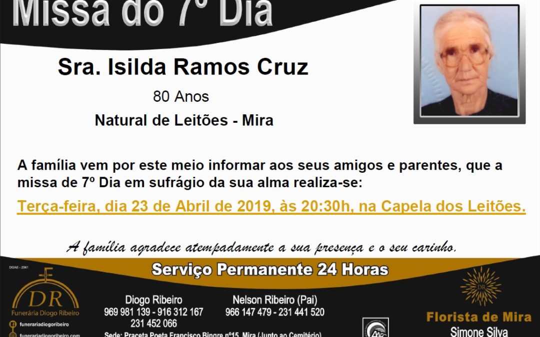 Missa 7º Dia Isilda Ramos Cruz