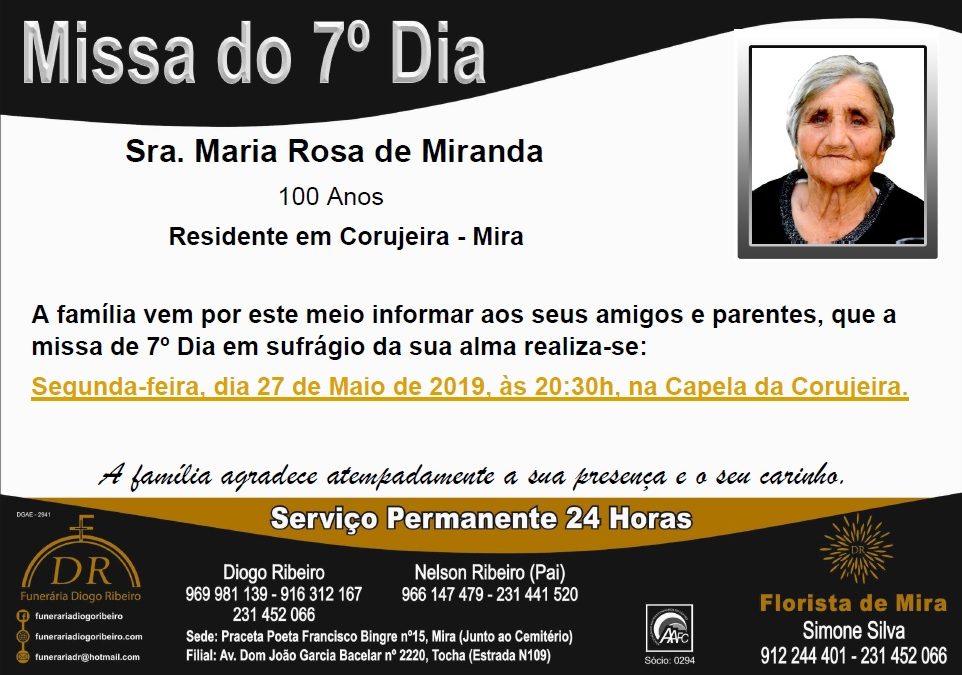 Missa 7º Dia Maria Rosa de Miranda
