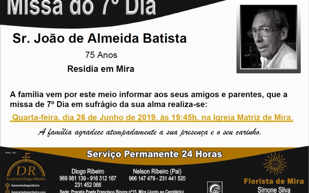 Missa 7º Dia João de Almeida Batista