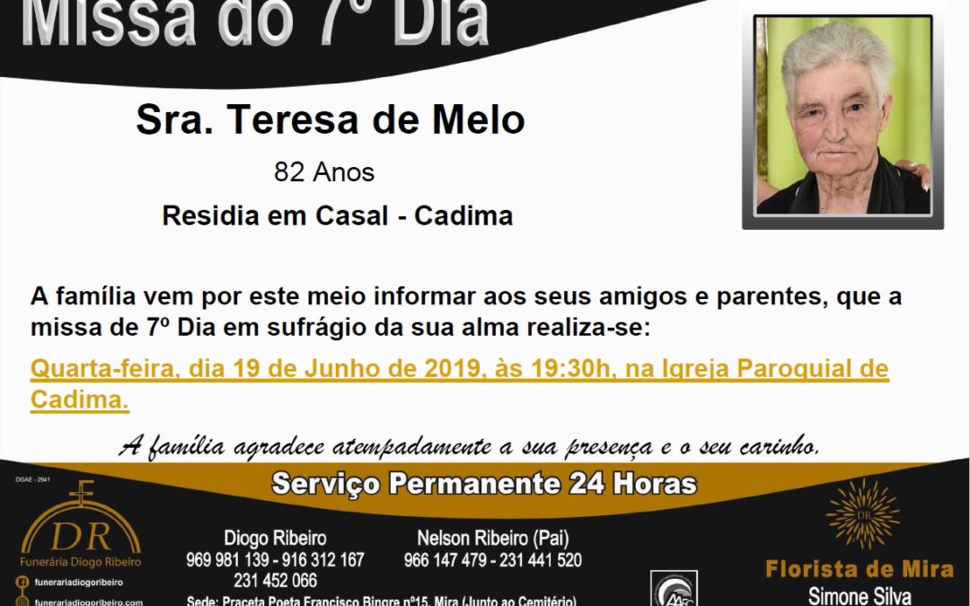 Missa 7º Dia Teresa de Melo