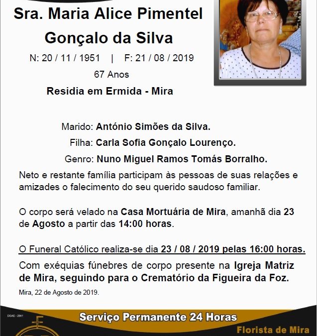 Sra. Maria Alice Pimentel Gonçalo da Silva