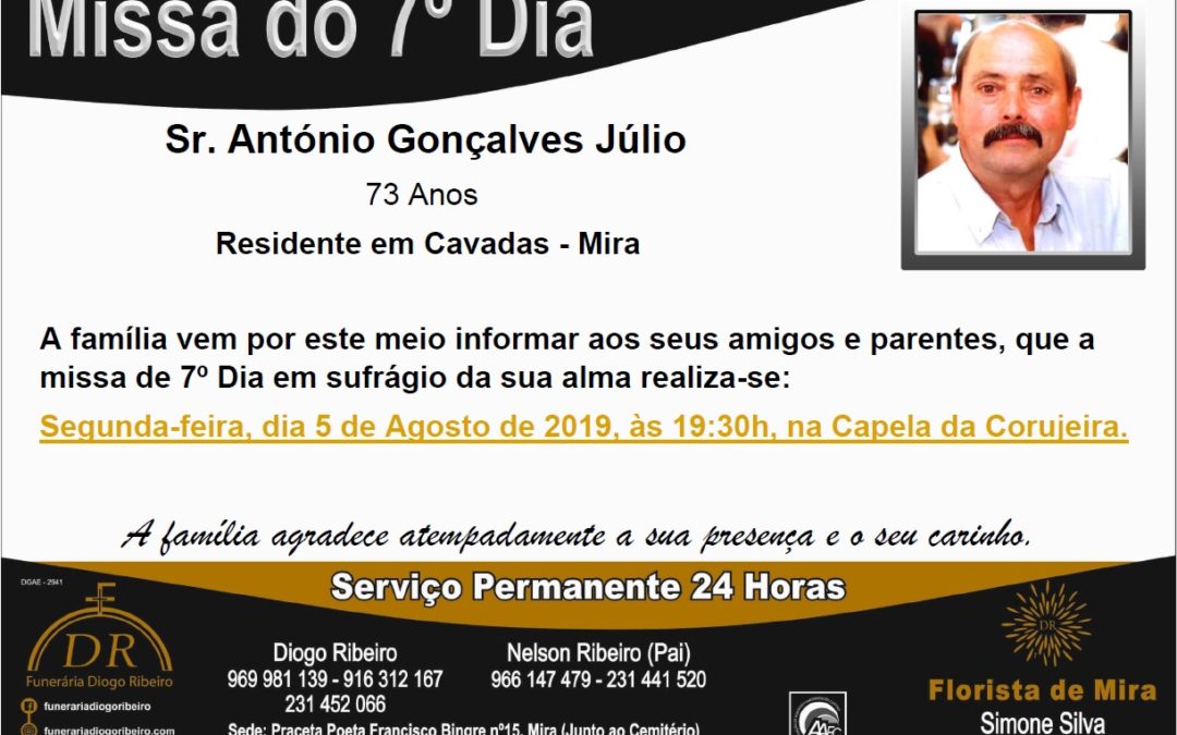 Missa 7º Dia António Gonçalves Júlio