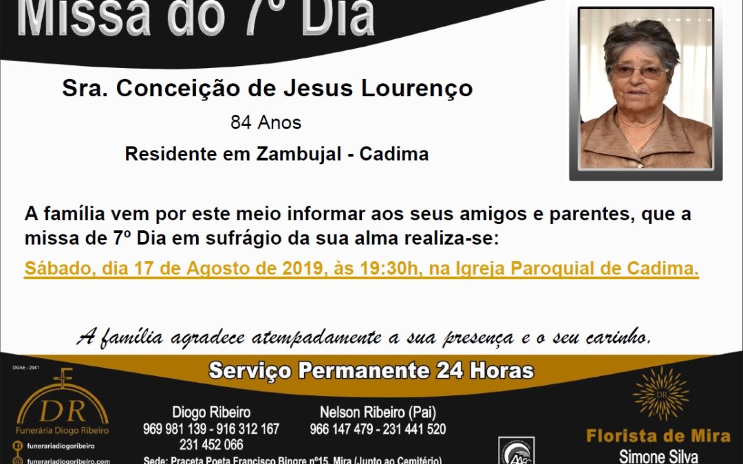 Missa 7º Dia Conceição de Jesus Lourenço