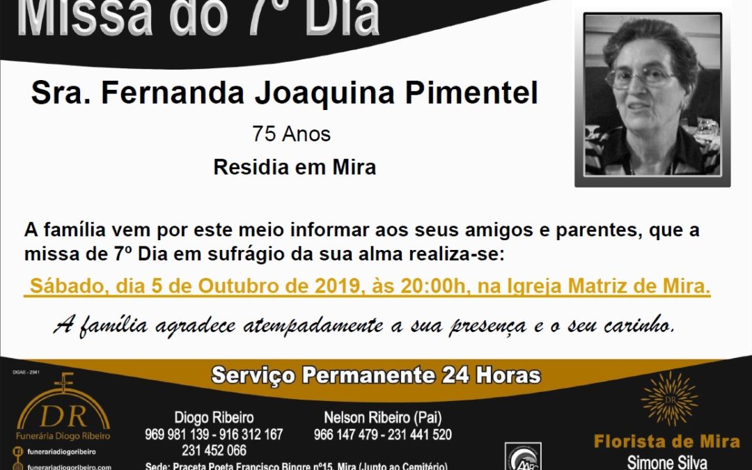 Missa 7ºDia Fernanda Joaquina Pimentel