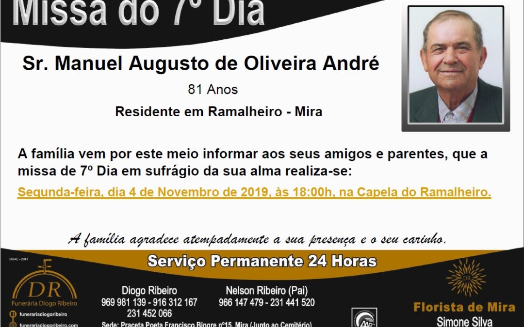 Missa 7º Dia Manuel Augusto de Oliveira André
