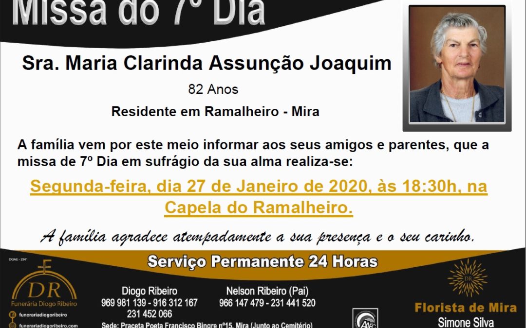 Missa 7º Dia Maria Clarinda Assunção Joaquim