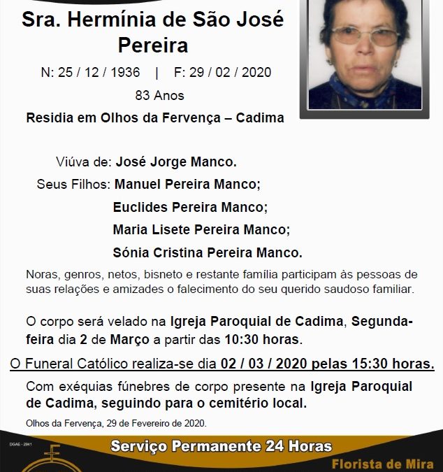 Sra. Hermínia de São José Pereira