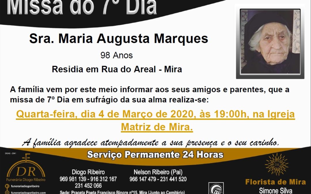 Missa 7º Dia Maria Augusta Marques