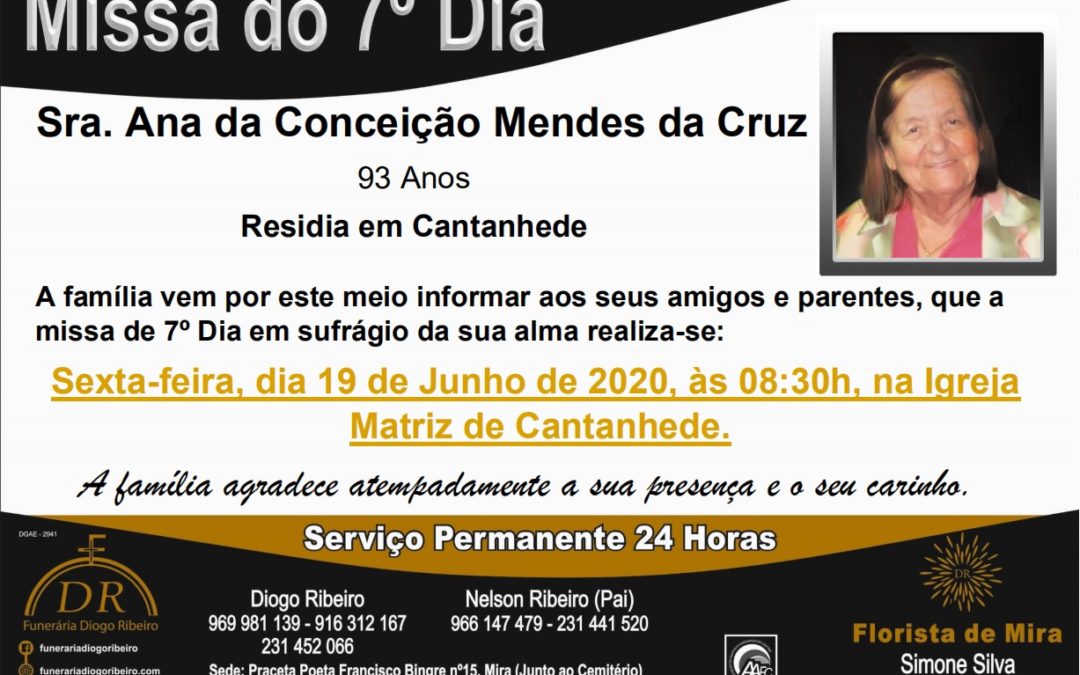 Missa 7º Dia Ana da Conceição Mendes da Cruz