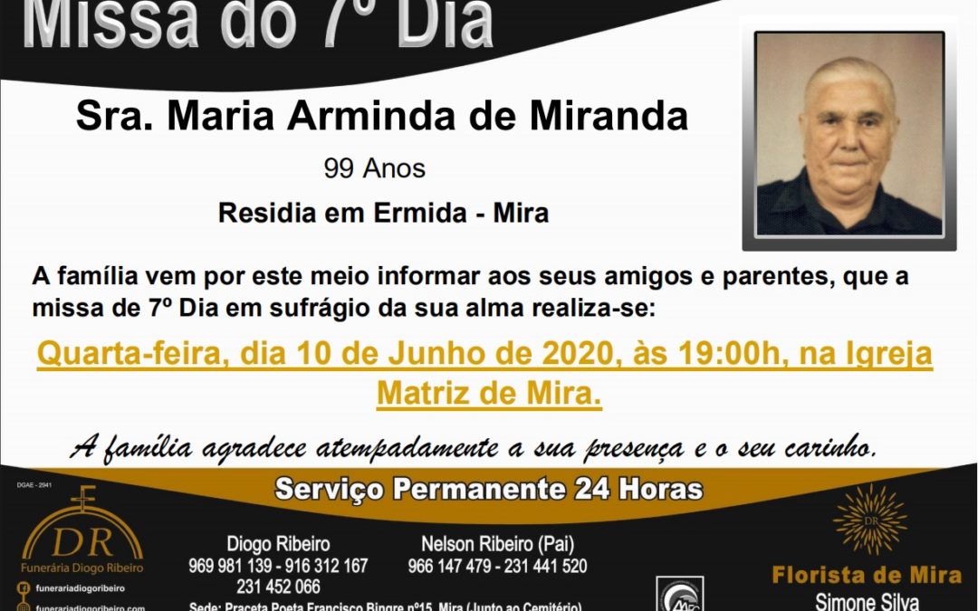 Missa 7º Dia Maria Arminda de Miranda