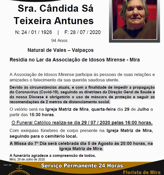 Sra. Cândida Sá Teixeira Antunes