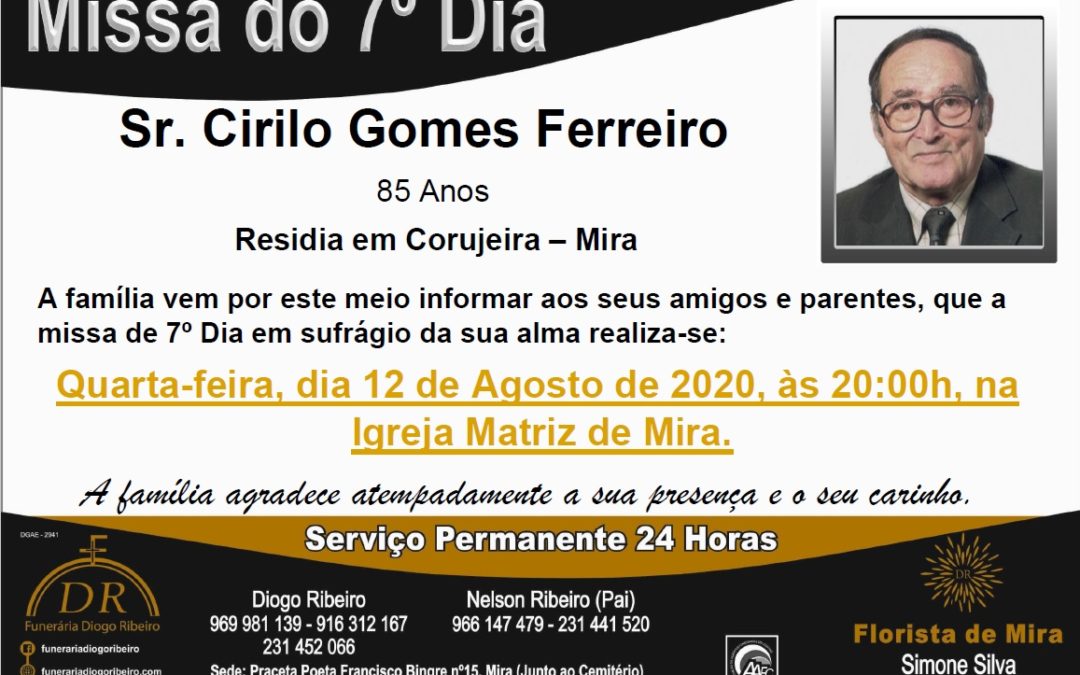 Missa 7º Dia Cirilo Gomes Ferreiro