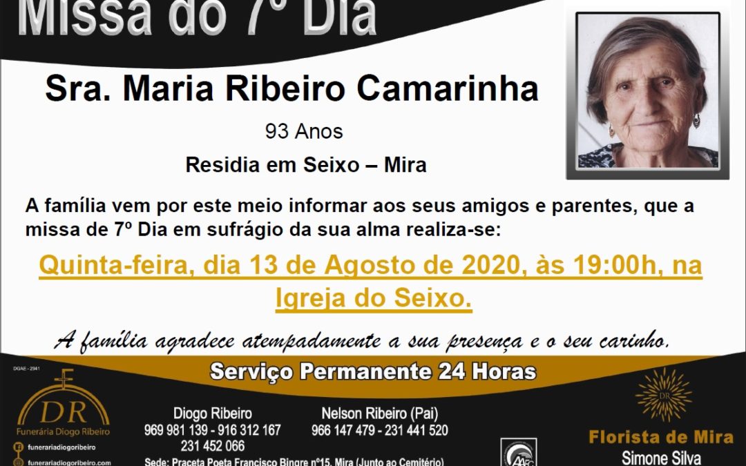 Missa 7º dia Maria Ribeiro Camarinha