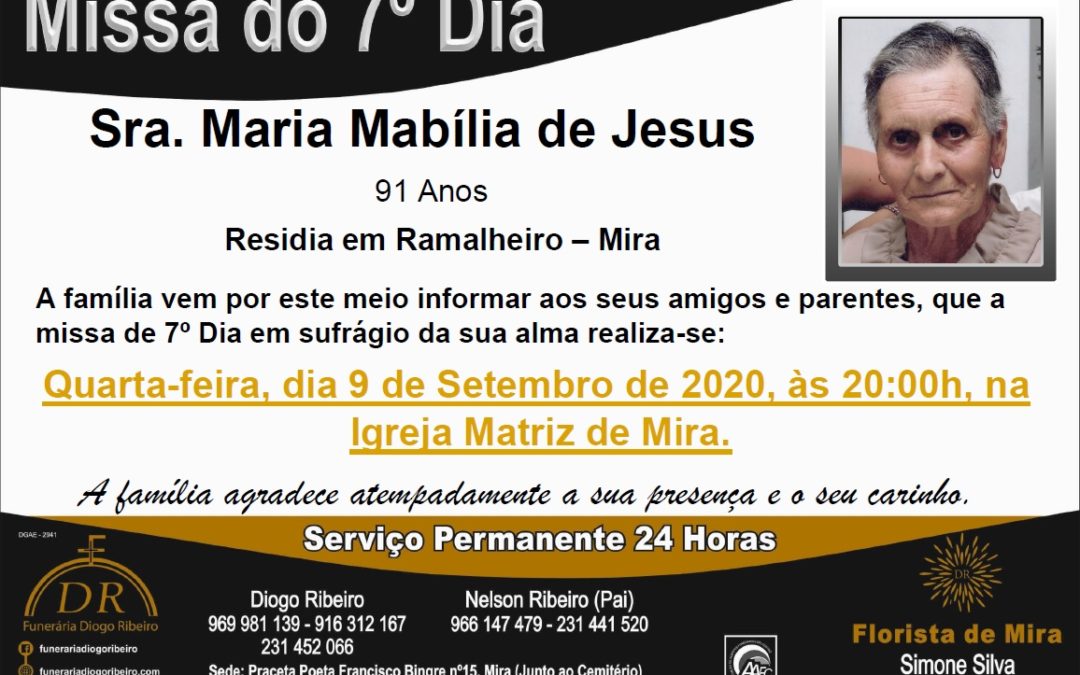 Missa 7º Dia Maria Mabília de Jesus