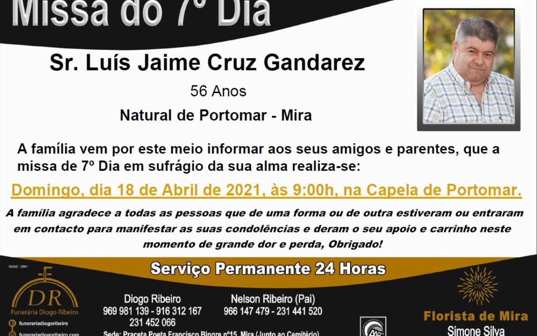 Missa 7º Dia Luís Jaime Cruz Gandarez
