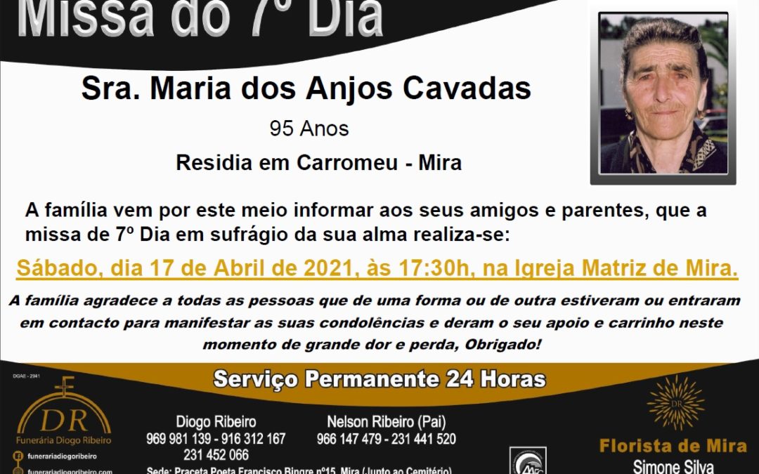 Missa 7º Dia Maria dos Anjos Cavadas