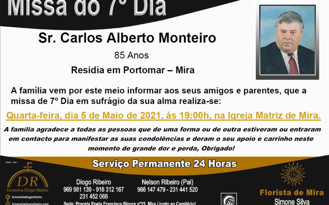 Missa 7º Dia Carlos Alberto Monteiro