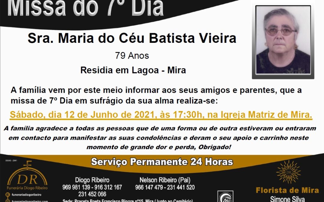 Missa 7º Dia Maria do Céu Batista Vieira