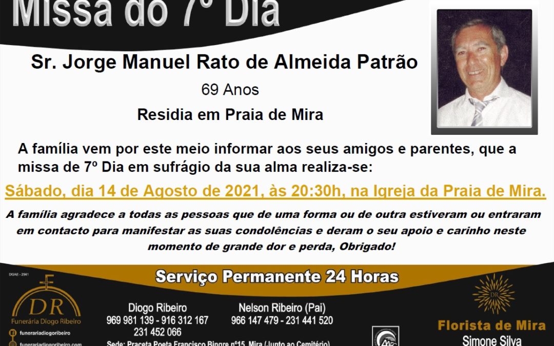 Missa 7º Dia Jorge Manuel Rato de Almeida Patrão