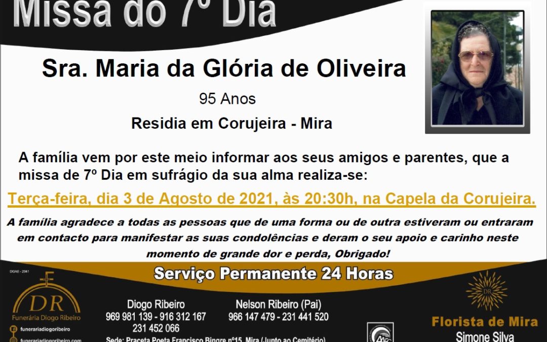 Missa 7º Dia Maria da Glória de Oliveira
