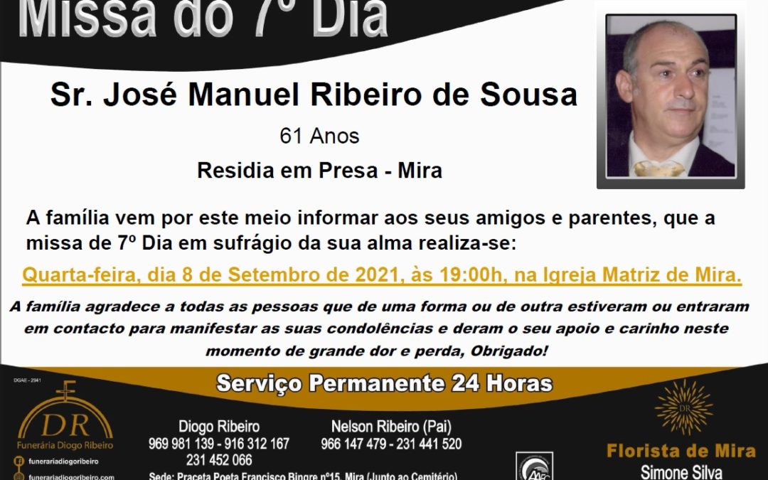 Missa 7º Dia José Manuel Ribeiro de Sousa