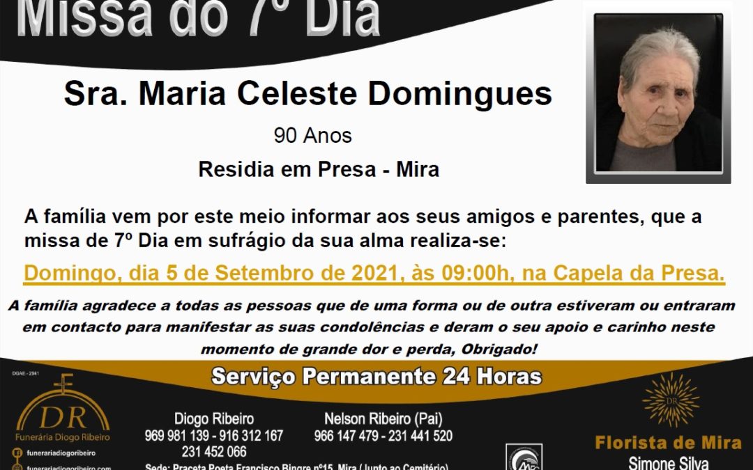 Missa 7º Dia Maria Celeste Domingues