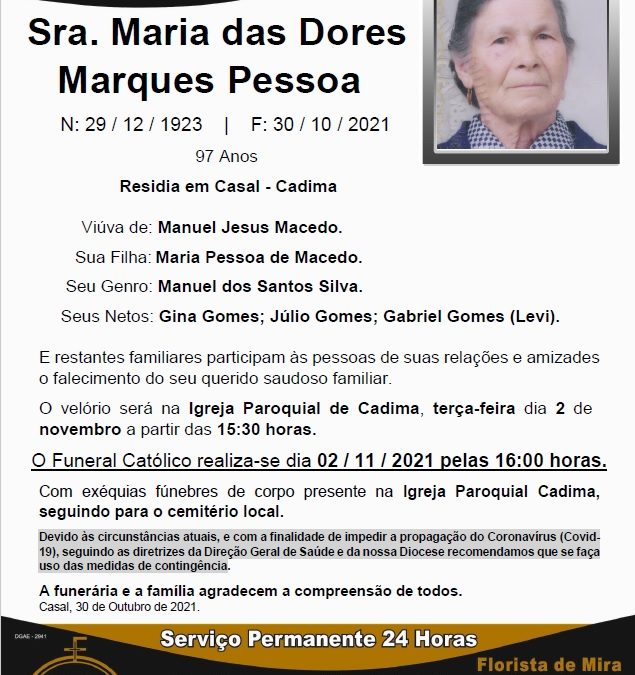 Sra. Maria das Dores Marques Pessoa