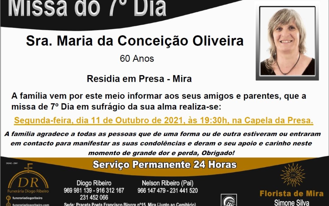 Missa 7º Dia Maria da Conceição Oliveira