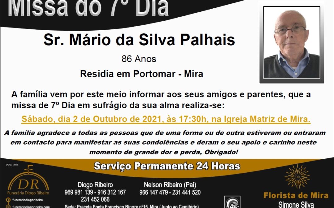 Missa 7º Dia Mário da Silva Palhais