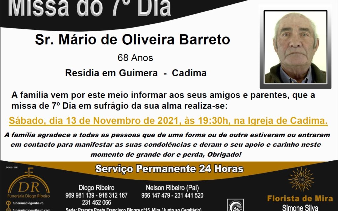 Missa 7º Dia Mário de Oliveira Barreto