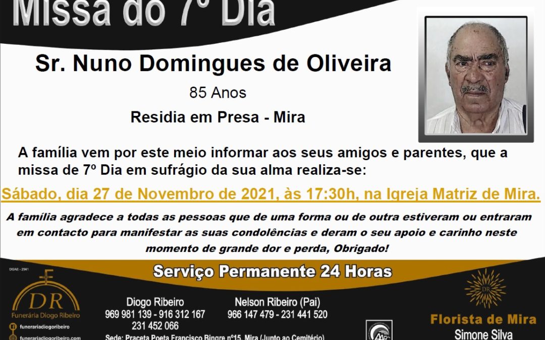 Missa 7º Dia Nuno Domingues de Oliveira