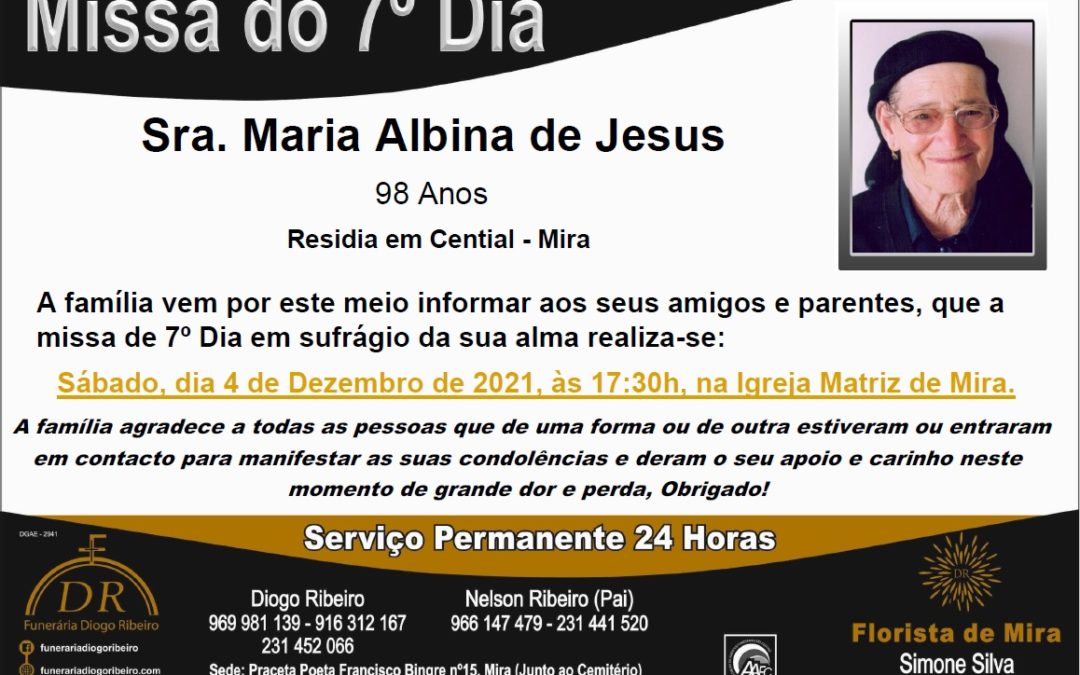 Missa 7º Dia Maria Albina de Jesus