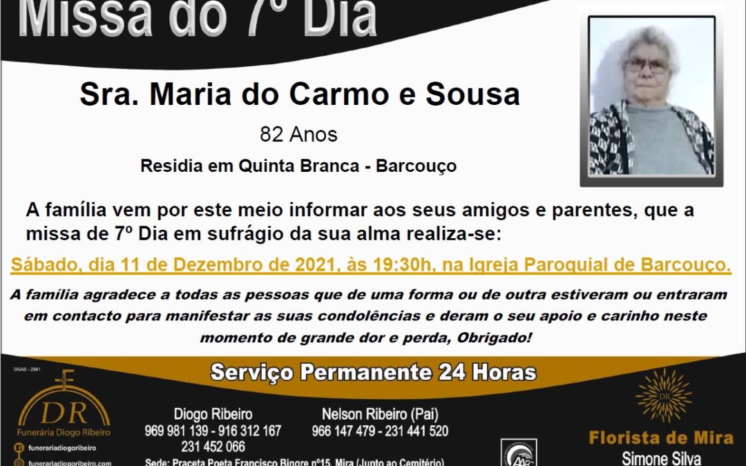 Missa 7º Dia Maria do Carmo e Sousa