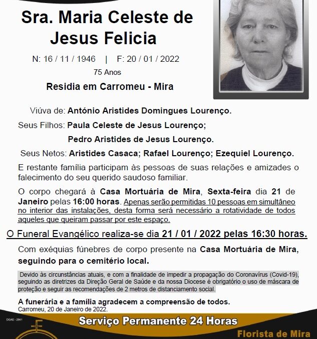 Sra. Maria Celeste de Jesus Felicia