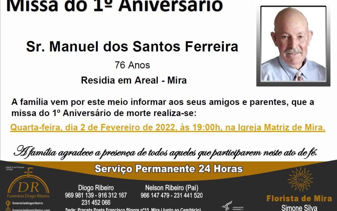 Missa 1º Aniversário Manuel dos Santos Ferreira