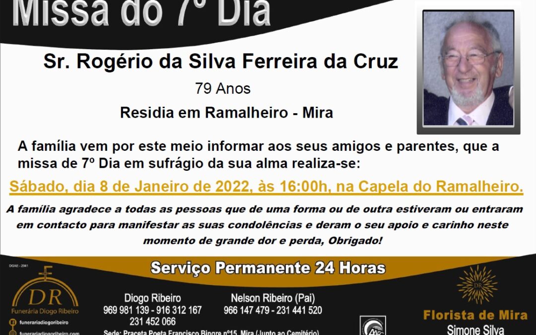 Missa 7º Dia Rogério da Silva Ferreira da Cruz