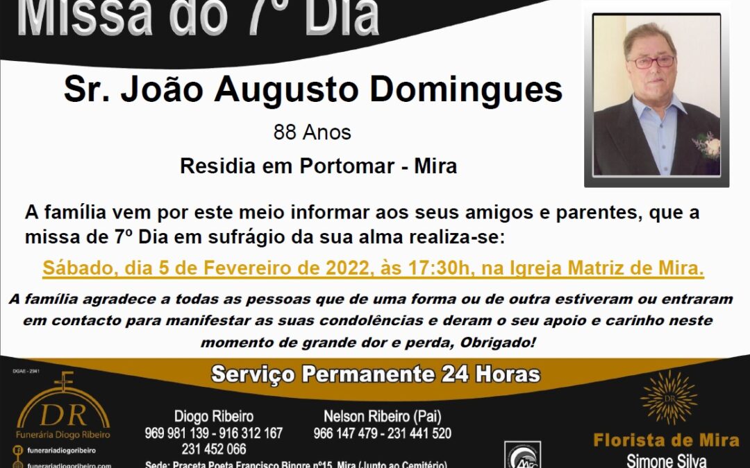 Missa 7º Dia João Augusto Domingues