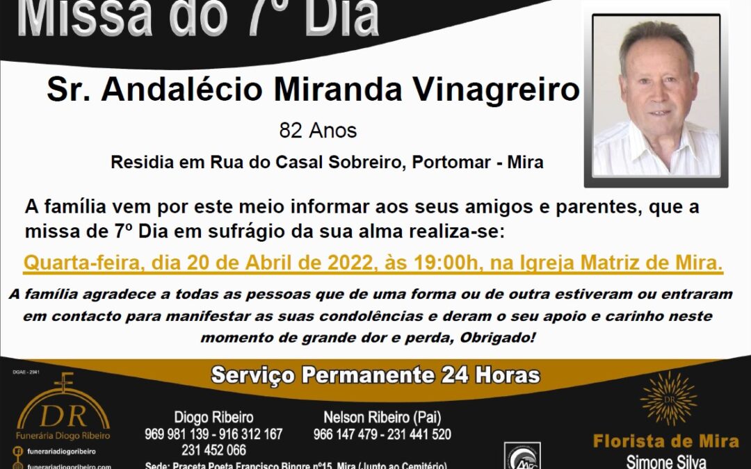 Missa 7º Dia Andalécio Miranda Vinagreiro