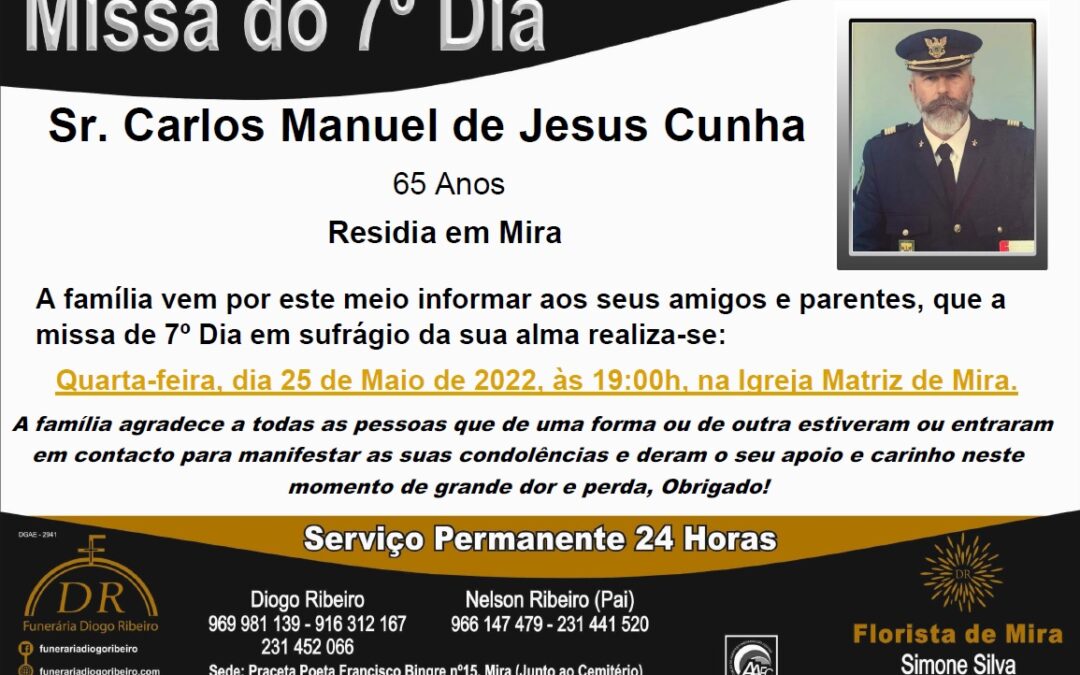 Missa 7º Dia Carlos Manuel de Jesus Cunha