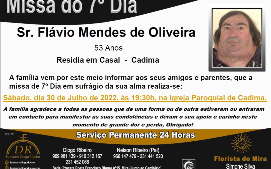 Missa 7º Dia Flávio Mendes de Oliveira