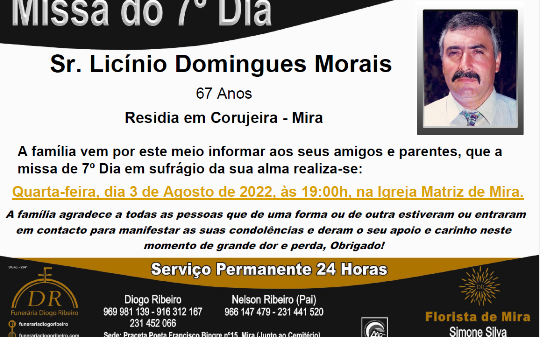 Missa 7º Dia Licínio Domingues Morais