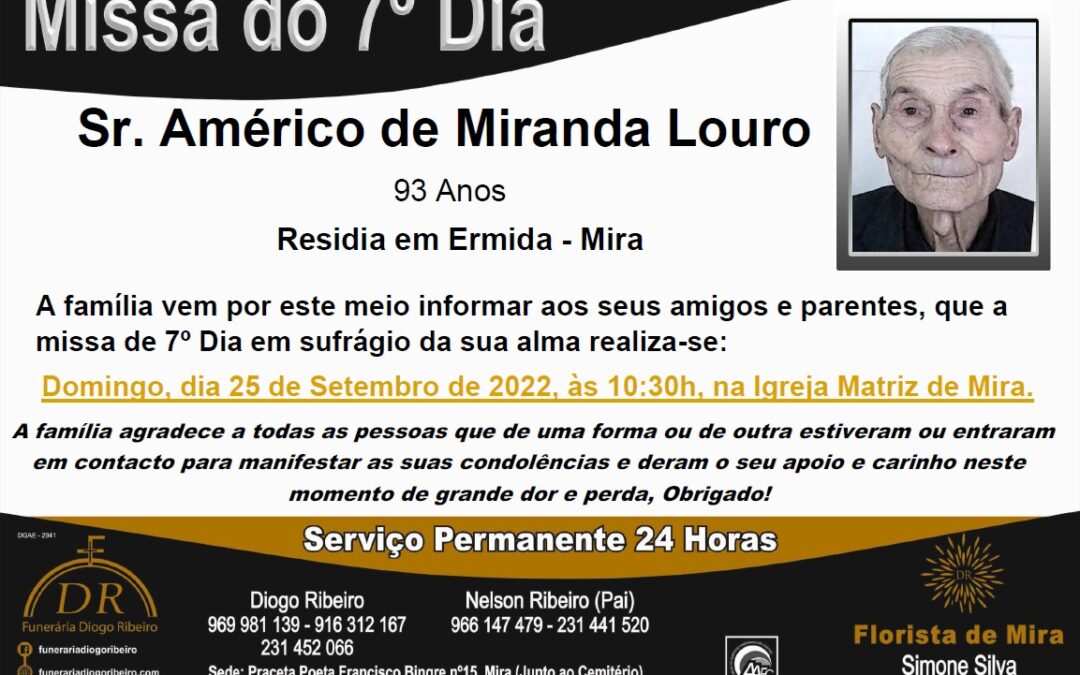 Missa 7º Dia Américo de Miranda Louro