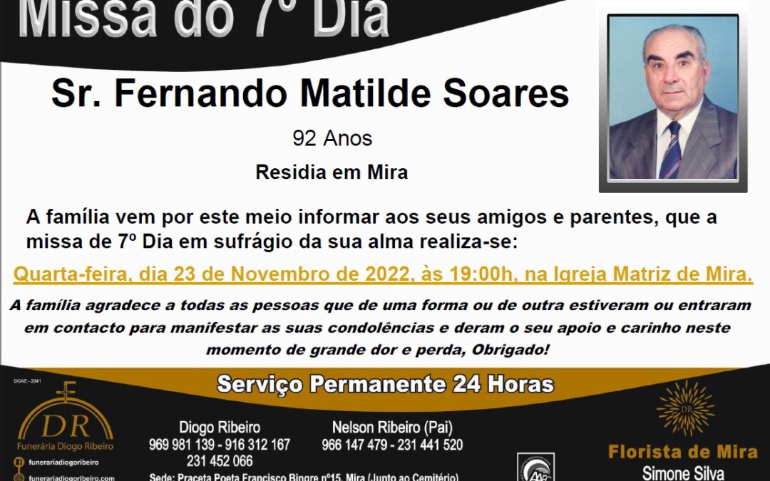 Missa 7º Dia Fernando Matilde Soares